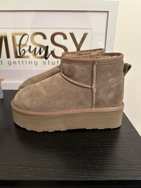 Taupe Platform Suede Ankle Booties - Women